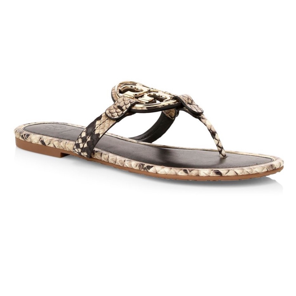 Miller metal snakeskin embossed leather sandals